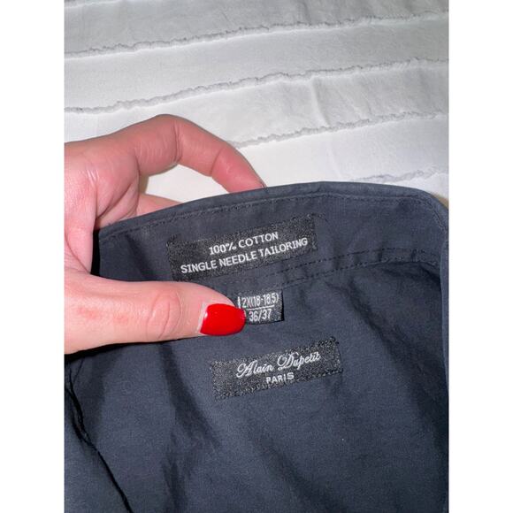 Alain Du Petit Paris Black Button-Down Shirt Men’s XXL 18–18.5 2XL 100% Cotton - Picture 3 of 15